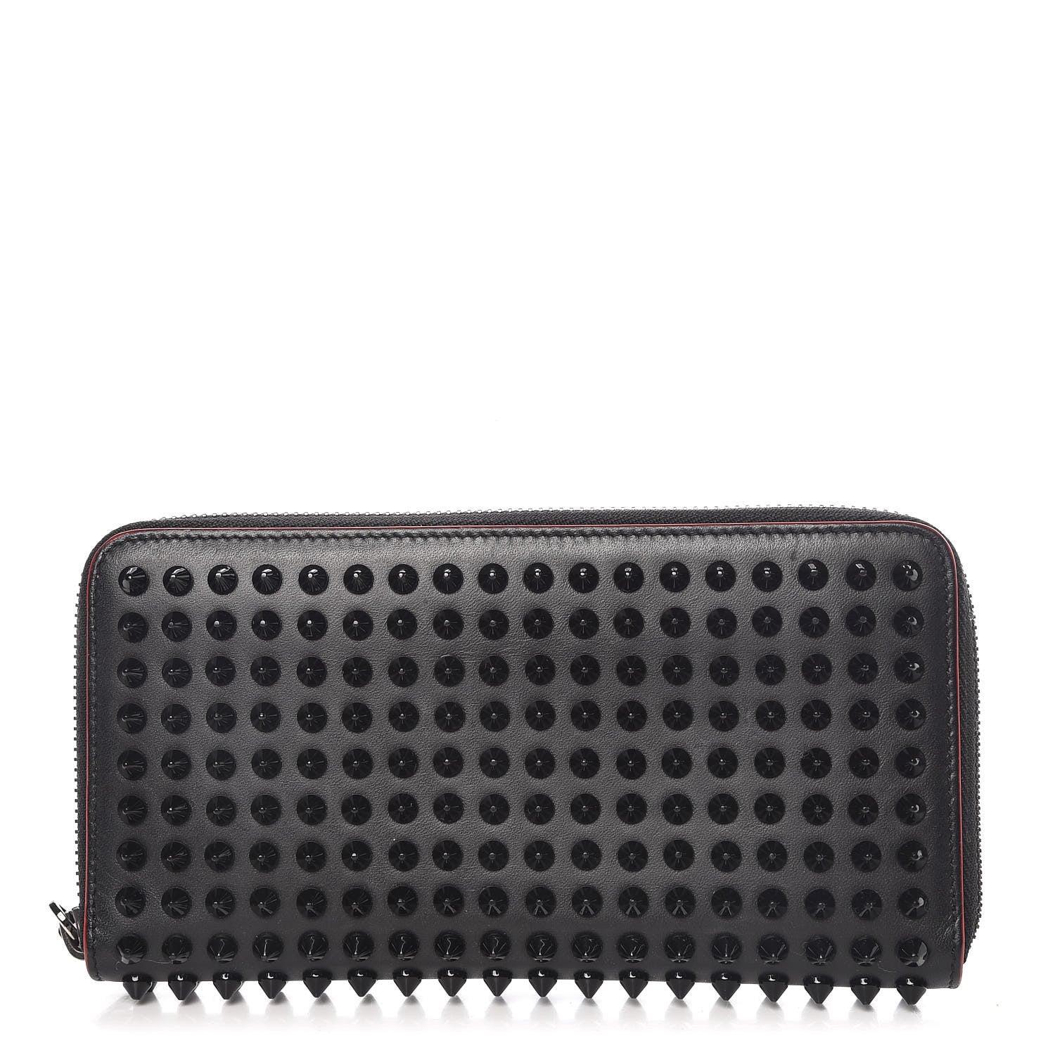 Christian Louboutin Calfskin Panettone Spiked Zip Around Wallet Black 1 of 7