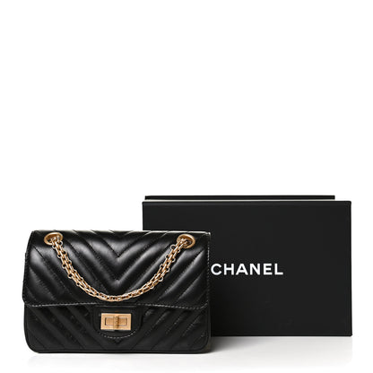 Chanel Aged Calfskin Chevron Quilted 2.55 Reissue Mini Flap Black 13 of 13
