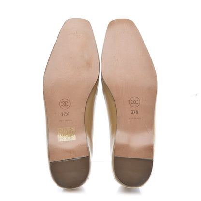 Chanel Lambskin CC Wooden Turnlock Loafers 37.5 Biege 5 of 8
