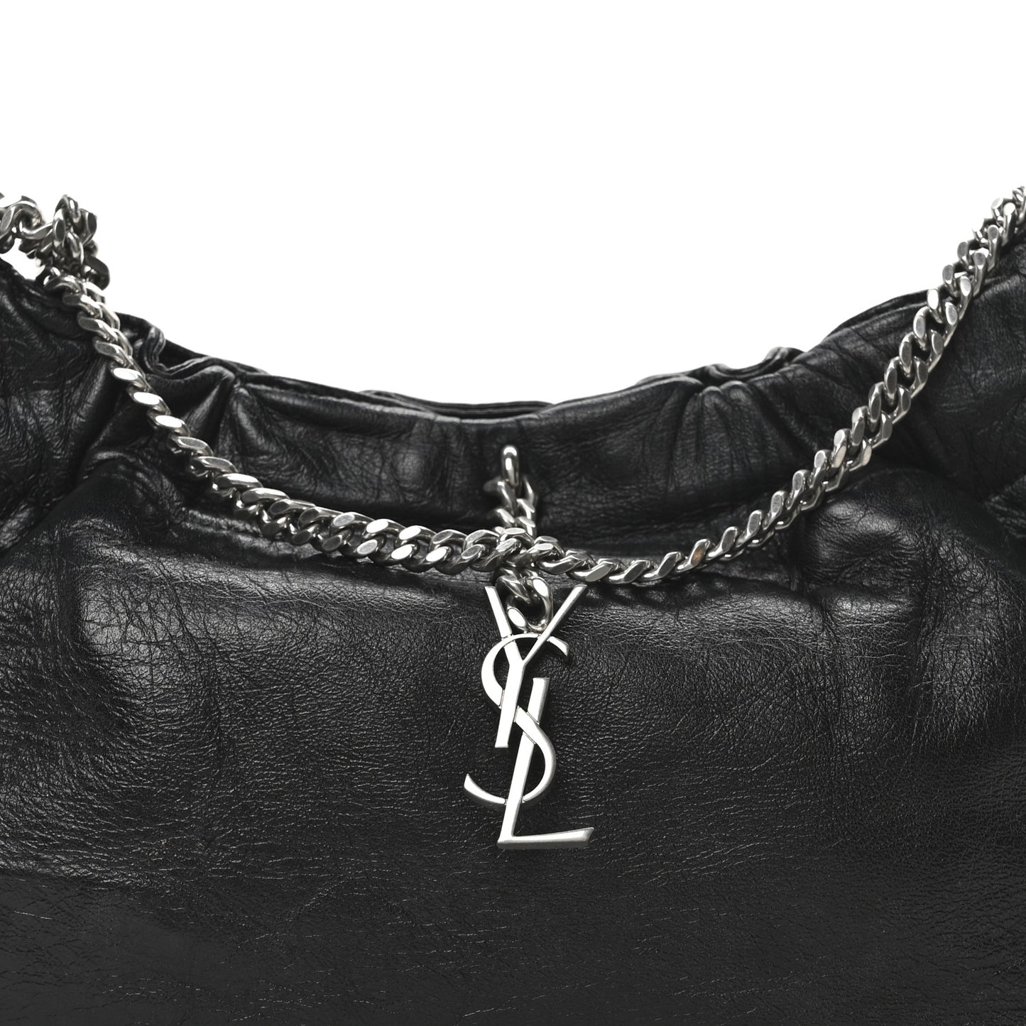 Calfskin Pac Ruched Hobo Black