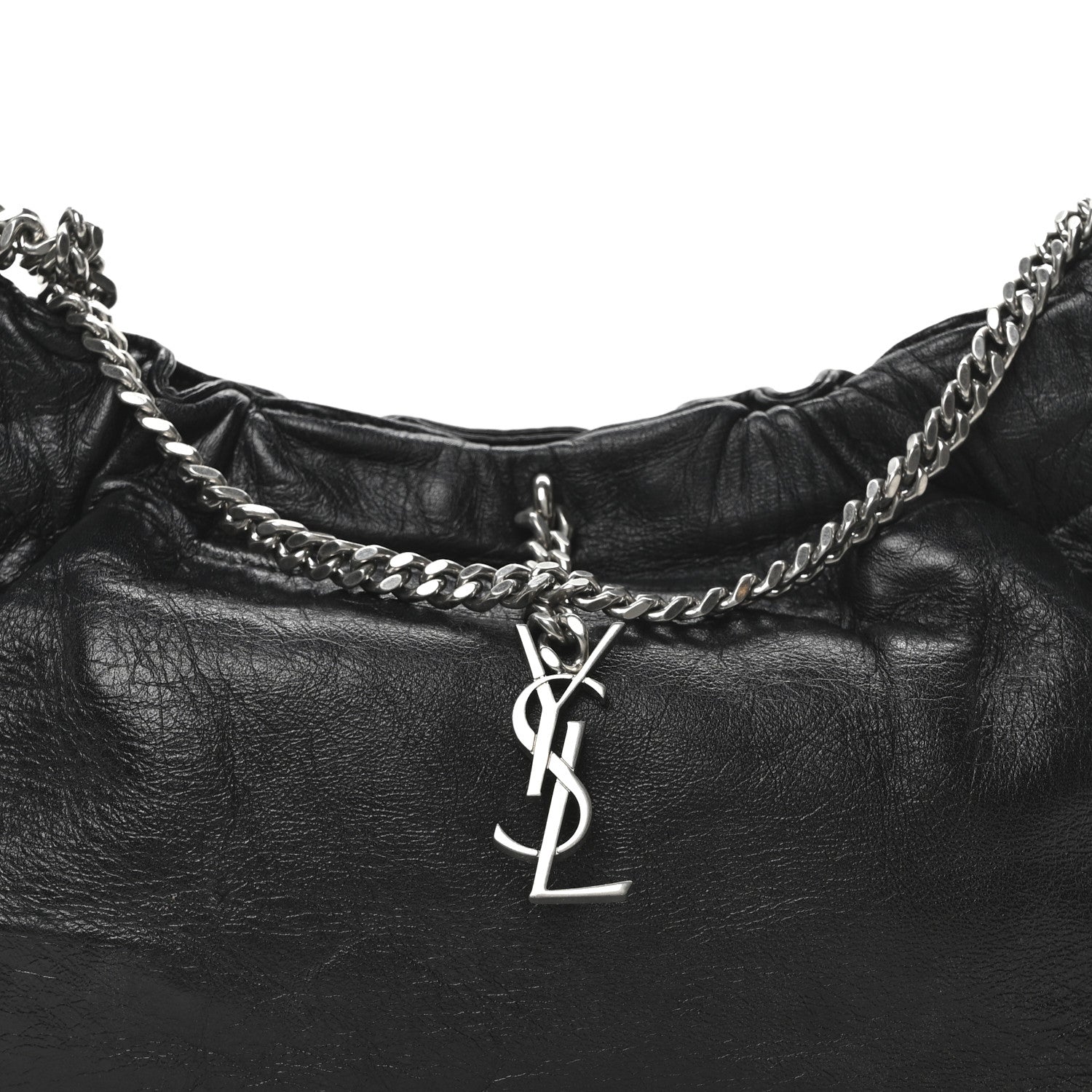 Saint Laurent Calfskin Pac Ruched Hobo Black 8 of 10