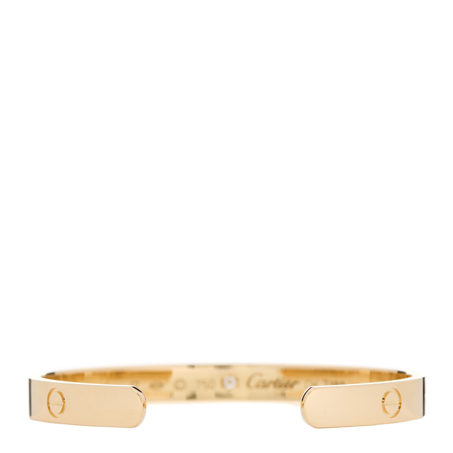 Cartier 18K Yellow Gold 1 Diamond LOVE Cuff Bracelet 17 2 of 4