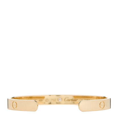 Cartier 18K Yellow Gold 1 Diamond LOVE Cuff Bracelet 17 2 of 4