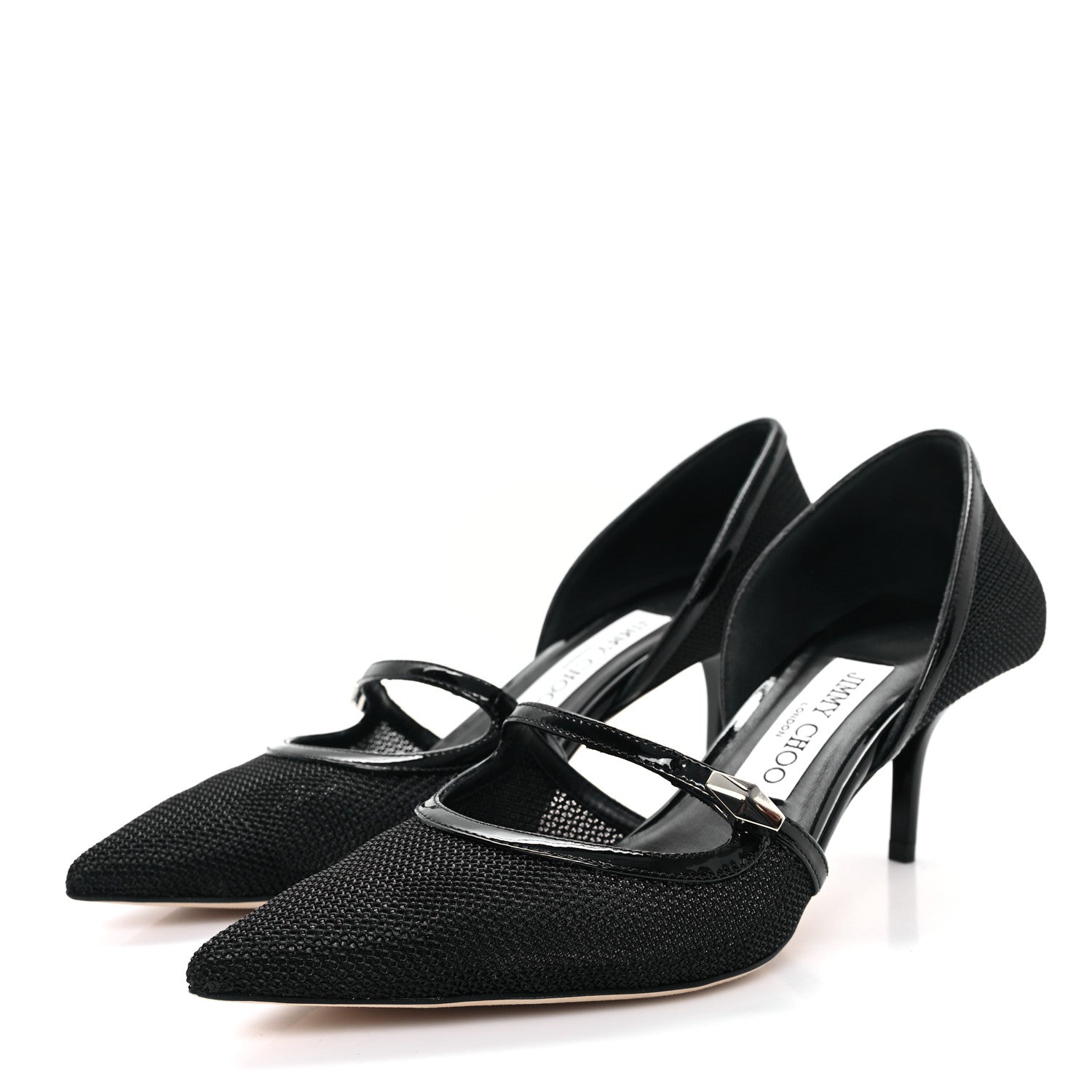 Jimmy Choo Mesh Patent Carolyn 60 Pumps 36.5 Black 4 of 9