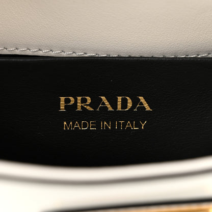 Prada Box Calfskin Shoulder Bag White Black 6 of 10