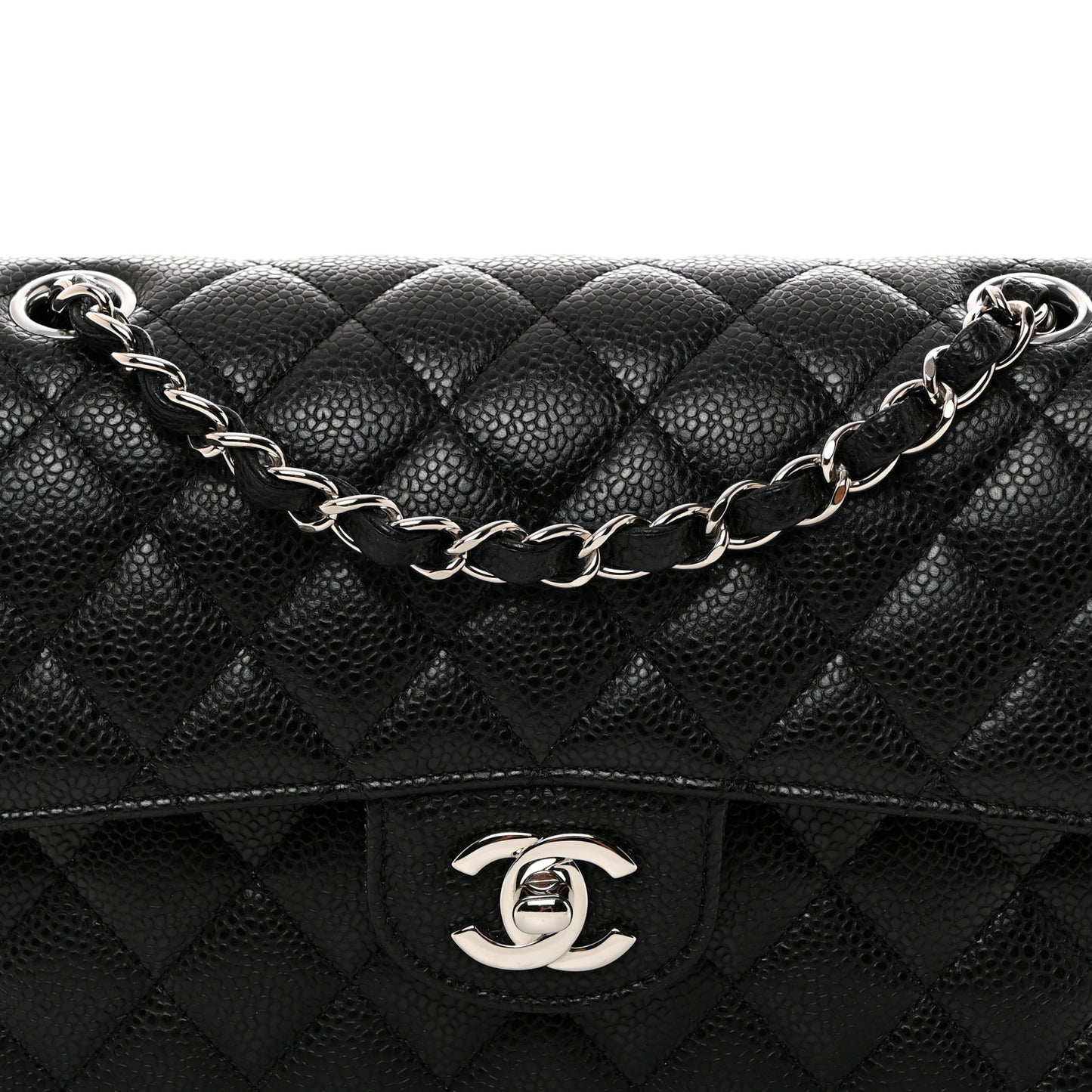 Caviar Quilted Small Double Flap Black