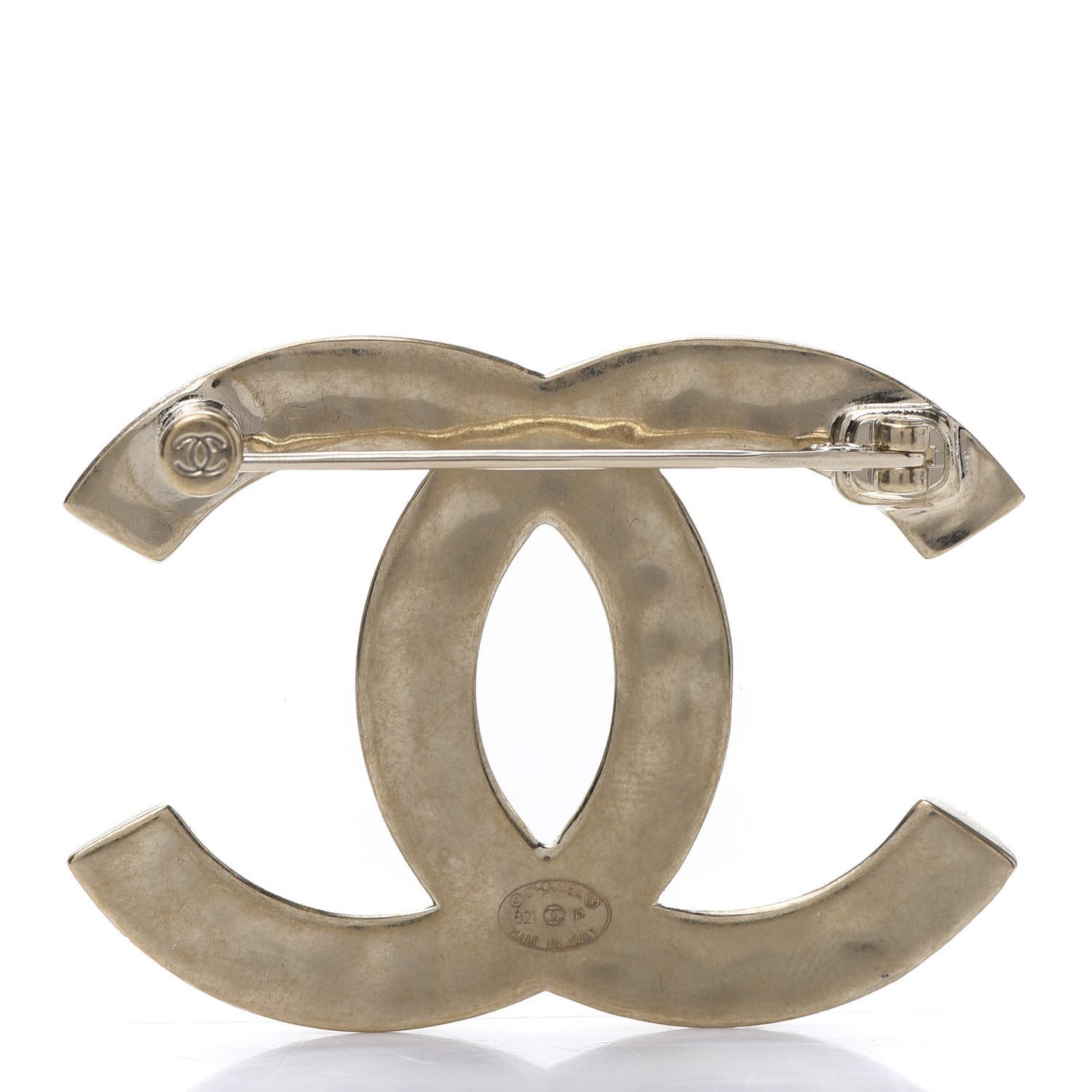 Metal CC Diamond Quilted Brooch Light Gold