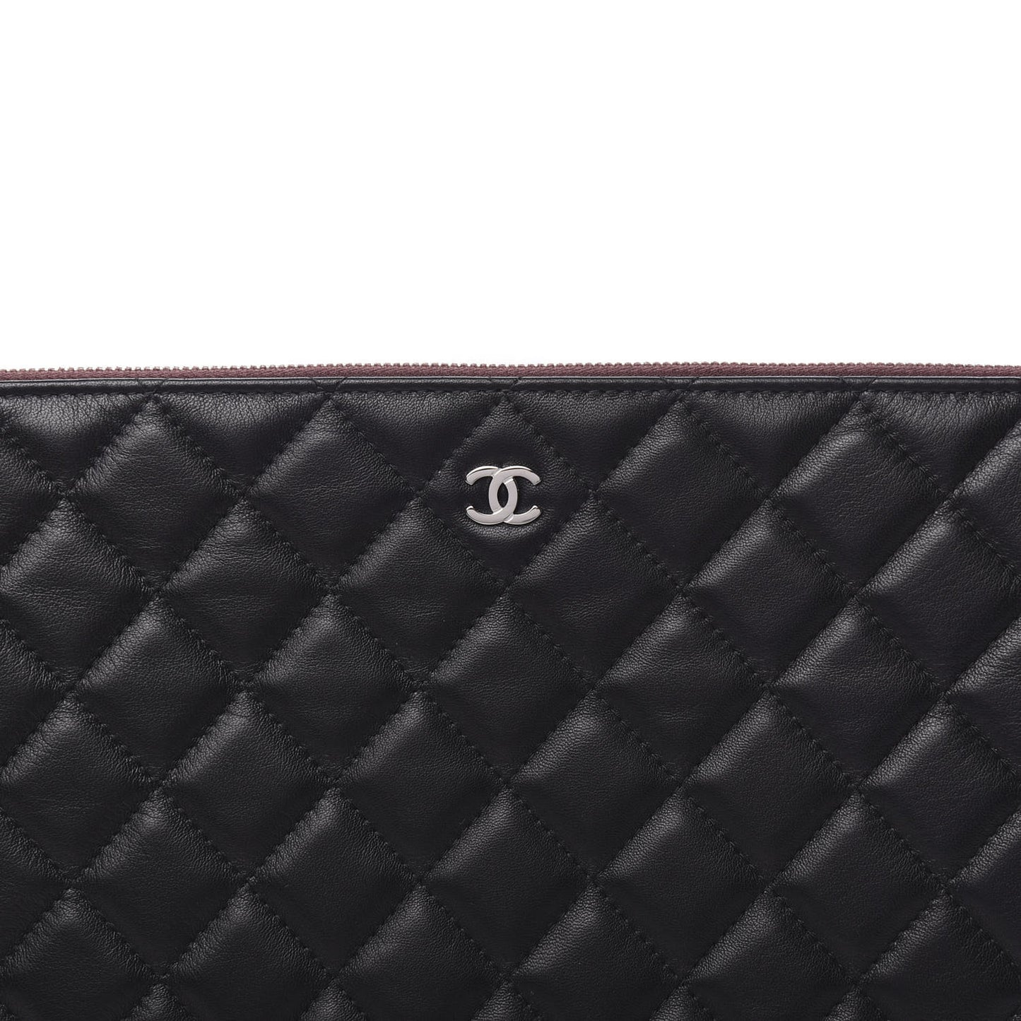Lambskin Quilted Large Cosmetic Case Black