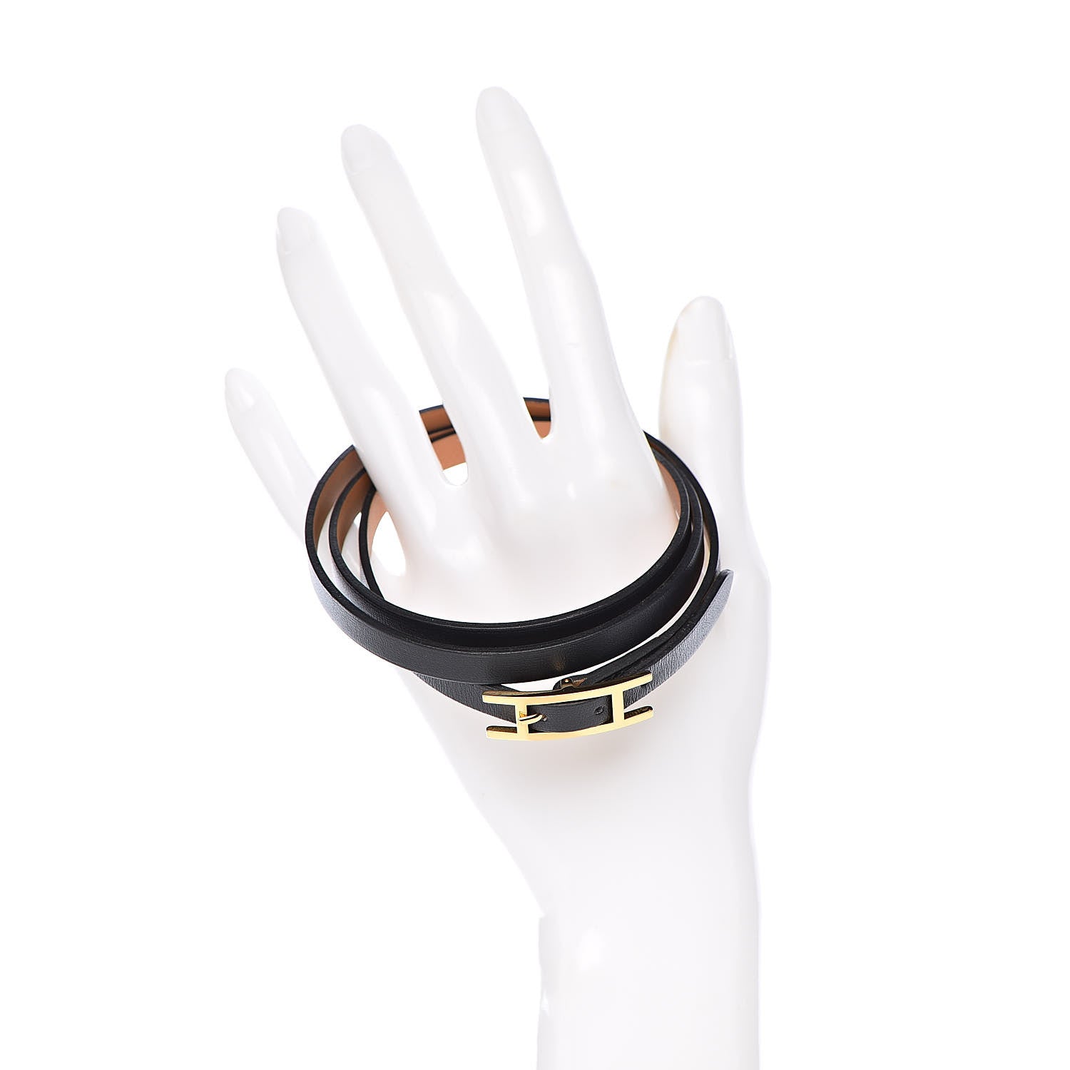 Hermes Chamonix Hapi 3MM Triple Tour Wrap Bracelet M Black 2 of 6