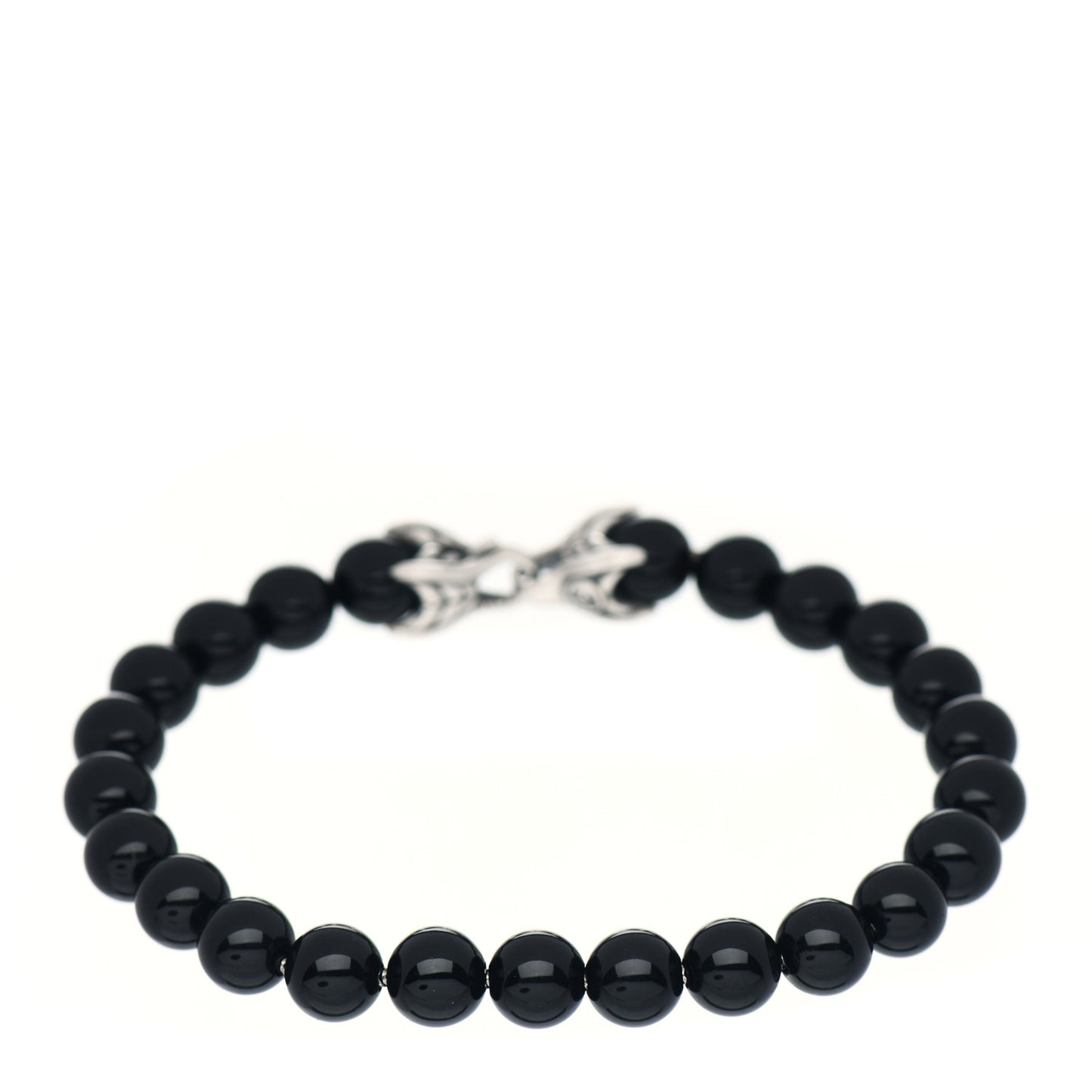 Sterling Silver Black Onyx 8mm Spiritual Beads Bracelet
