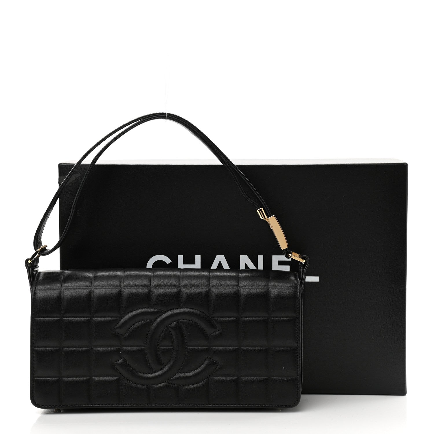 Chanel Lambskin Quilted CC Chocolate Bar Flap Black 15 of 15