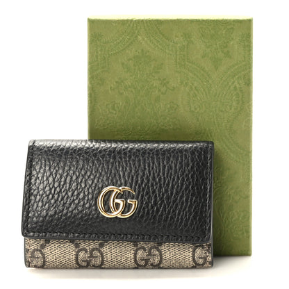 Gucci Dollar Calfskin GG Supreme Monogram GG Marmont 6 Key Holder Case Black Beige Ebony 7 of 7