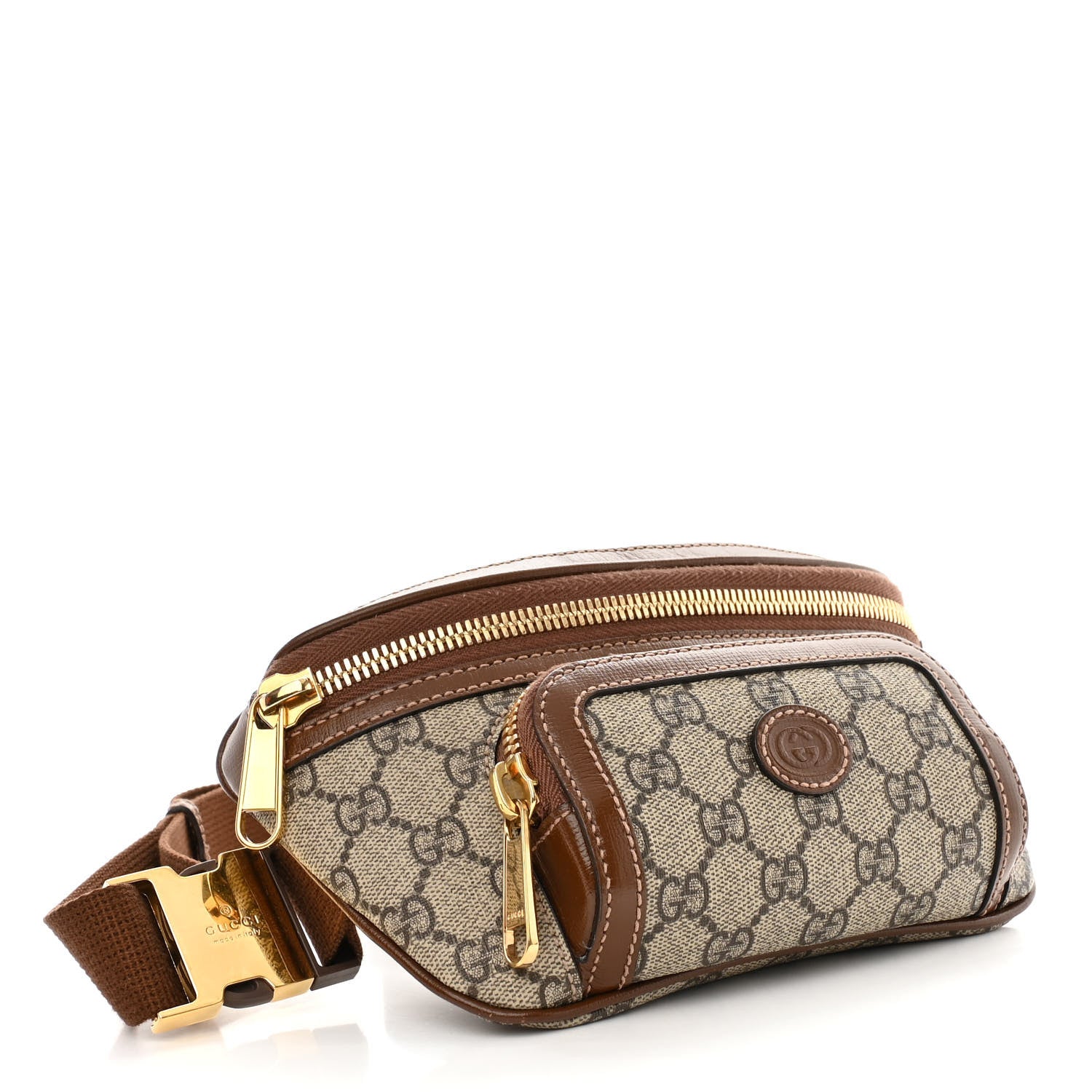 Gucci GG Supreme Monogram Textured Calfskin Retro Interlocking G Belt Bag Beige Ebony Brown Sugar 4 of 9