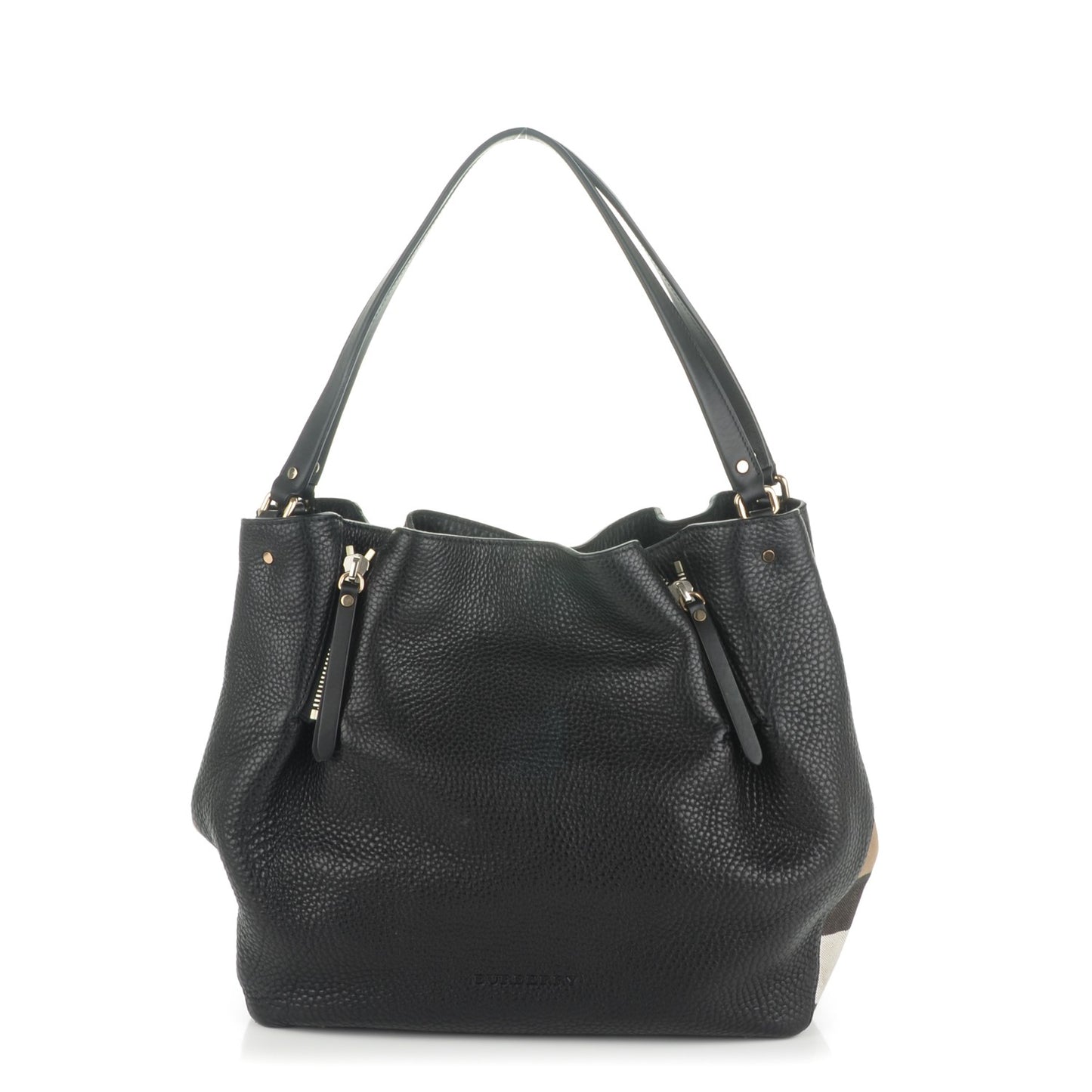 Grainy Calfskin House Check Medium Maidstone Black