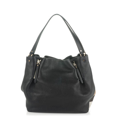 Burberry Grainy Calfskin House Check Medium Maidstone Black 1 of 8
