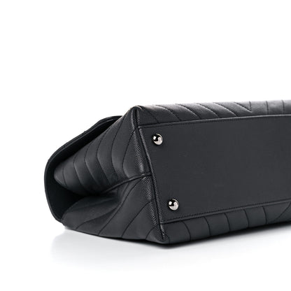 Chanel Caviar Chevron Quilted Small Coco Handle Flap Dark Grey 8 of 10
