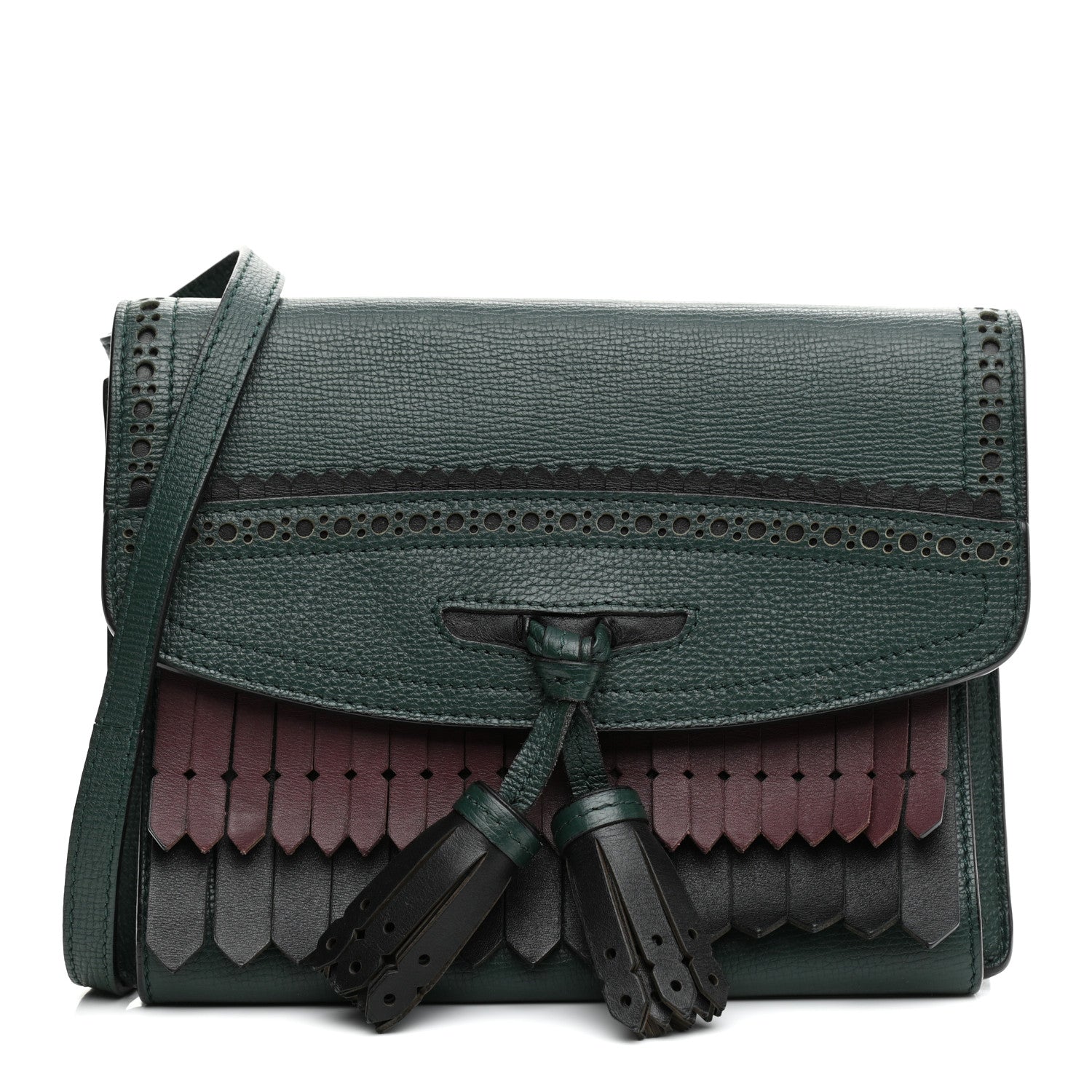 Burberry Grainy Calfskin Broguing Tassel Fringe Small Macken Crossbody Bag Multicolor 1 of 15