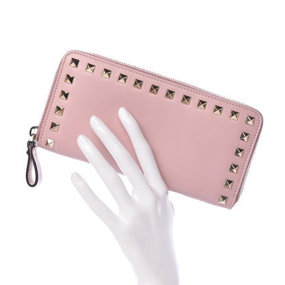 Valentino Garavani Calfskin Rockstud Zip Around Wallet Cipria 2 of 8