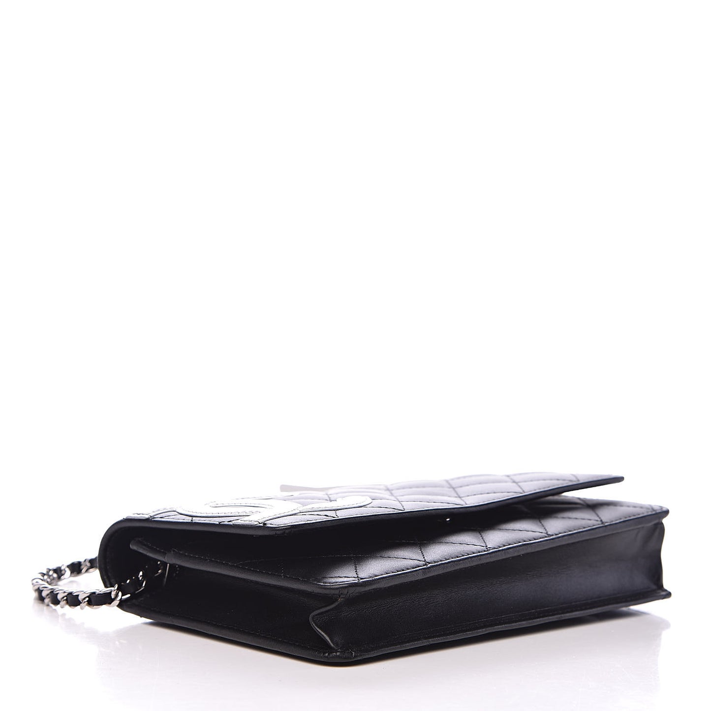 Calfskin Quilted Cambon Wallet On Chain WOC Black