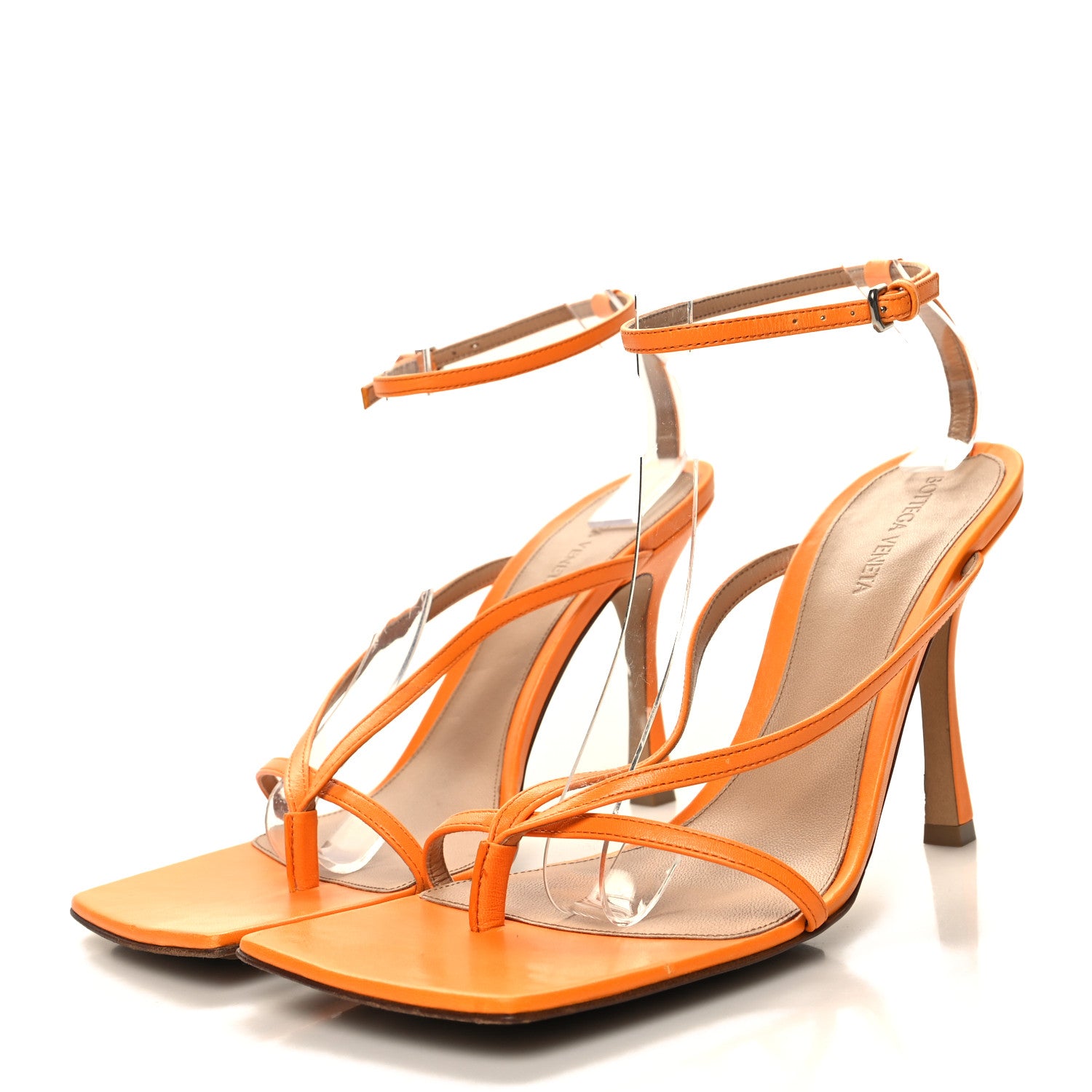 Bottega Veneta Lambskin Stretch Multi Strap 90mm Sandals 41 Tangerine 3 of 8