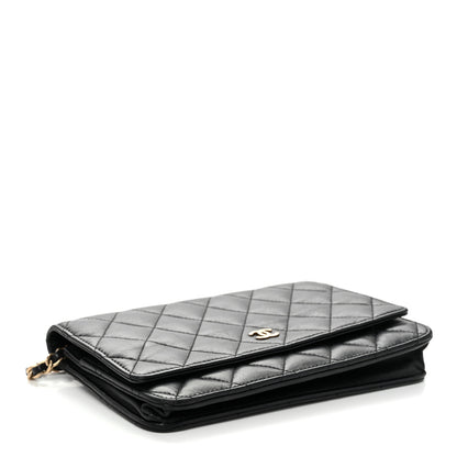 Chanel Lambskin Quilted Wallet On Chain WOC Black 4 of 13