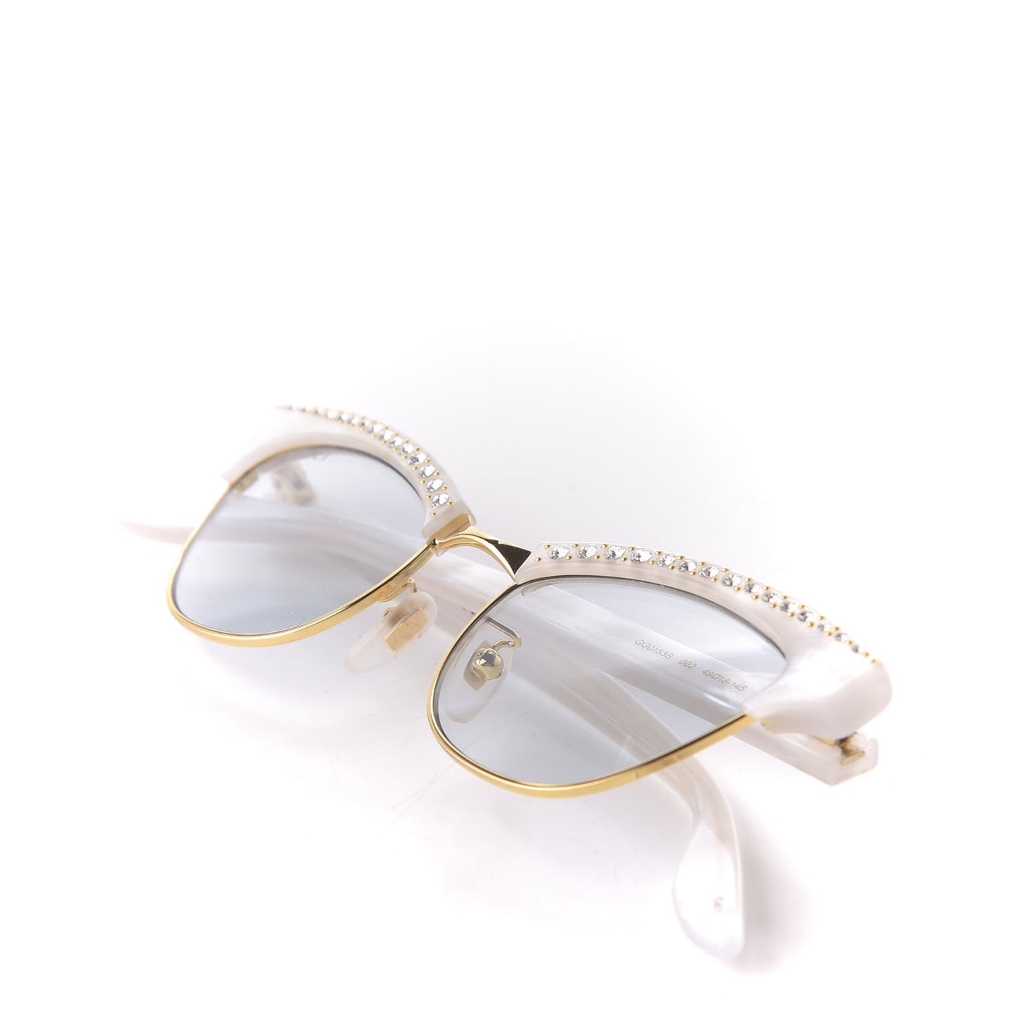 Clubmaster Cat Eye Sunglasses GG0153S Pearl White