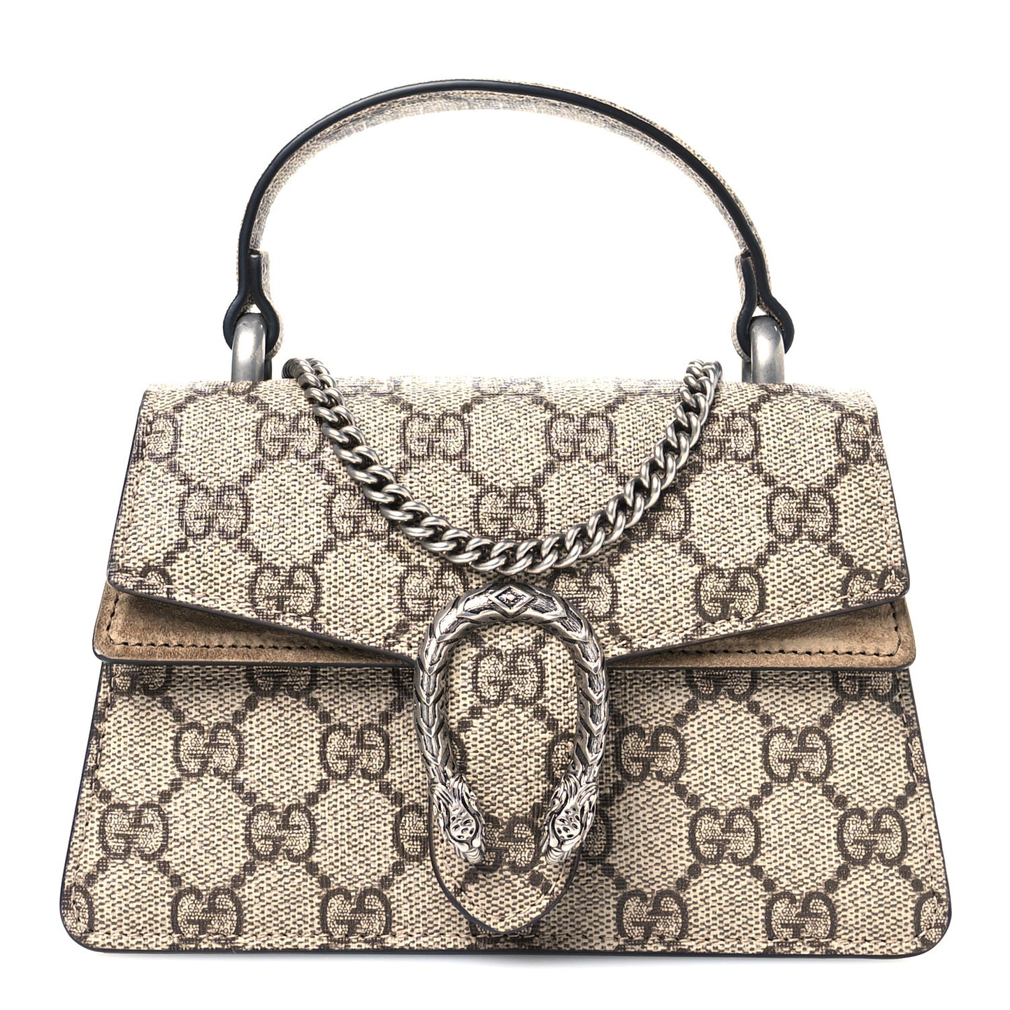 GG Supreme Monogram Mini Dionysus Top Handle Bag Beige Ebony Taupe
