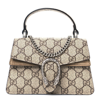 Gucci GG Supreme Monogram Mini Dionysus Top Handle Bag Beige Ebony Taupe 1 of 10