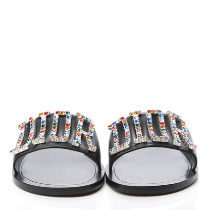 Christian Dior Calfskin Crystal Dio(r)evolution Slide Sandals 37 Black 2 of 9