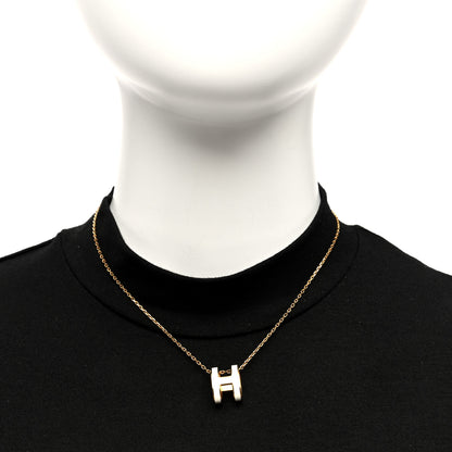 Hermes Lacquered Gold Pop H Pendant Necklace White 2 of 5