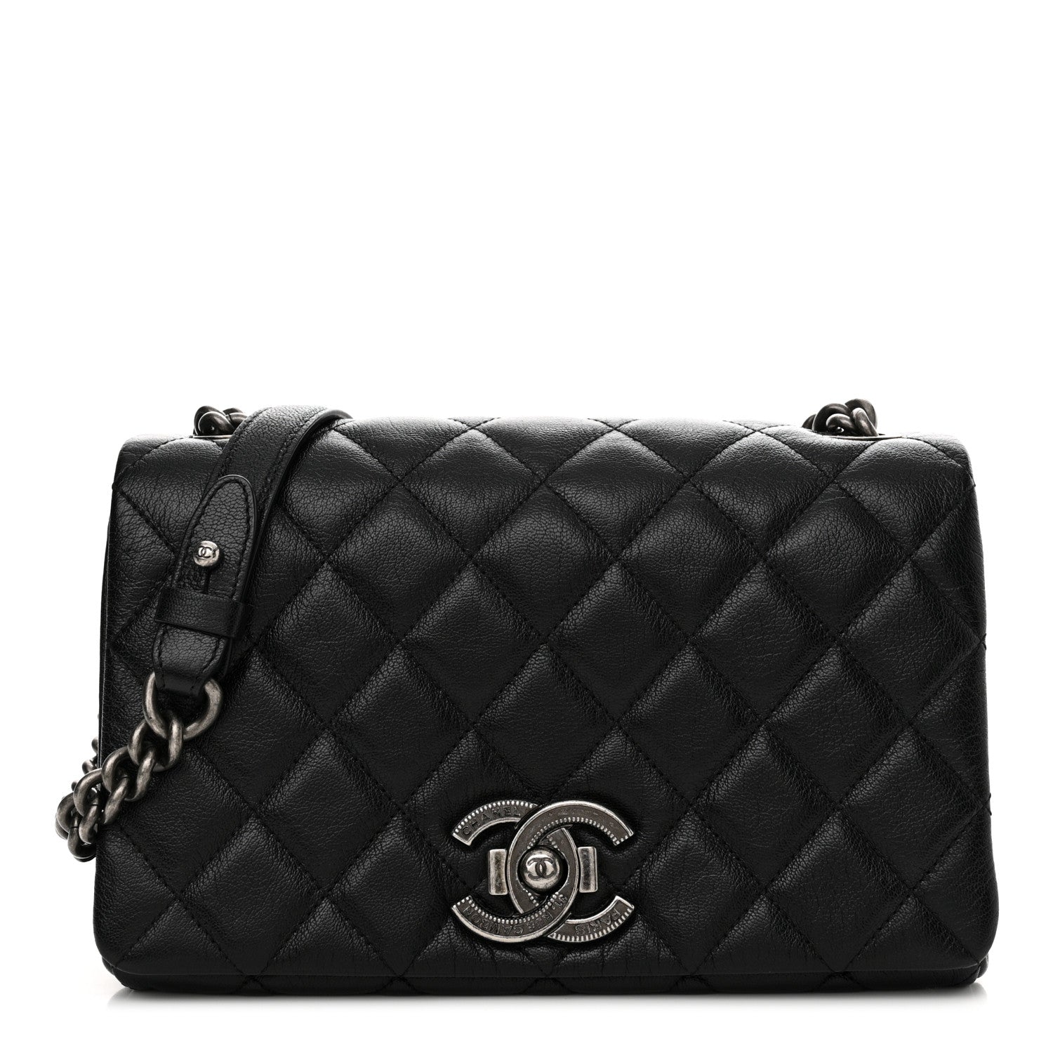 Chanel Goatskin Quilted Medium City Rock Flap Black 1 of 10