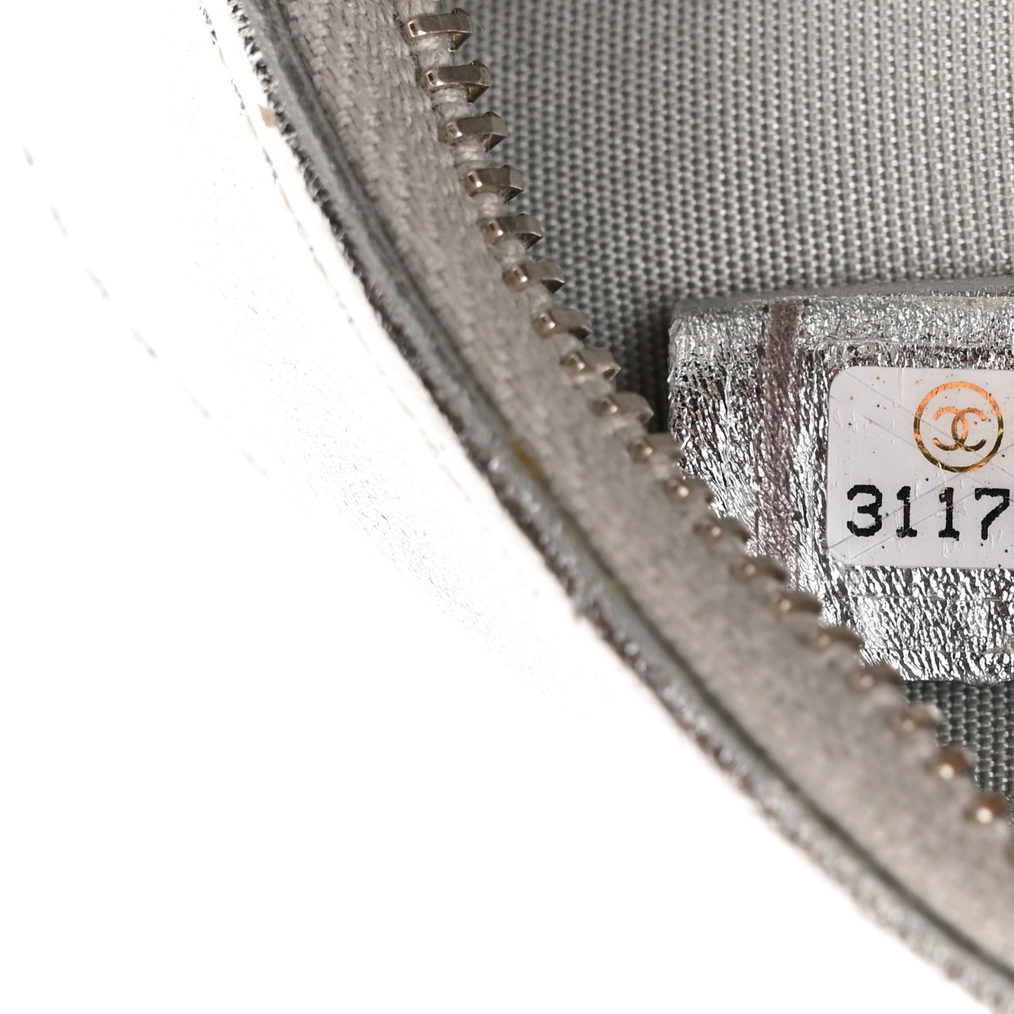 Metallic Calfskin Quilted Round Bracelet Clutch With Chain Silver
