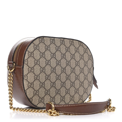 Gucci GG Supreme Monogram Cuoio Toscano Mini Chain Shoulder Bag Beige Ebony Cuir 3 of 11
