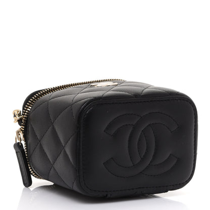 Chanel Lambskin Quilted Top Handle Mini Vanity Case With Chain Black 4 of 9