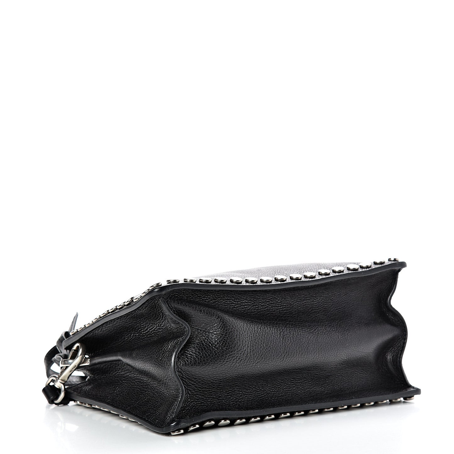 Glace Calfskin Studded Etiquette Shoulder Bag Black