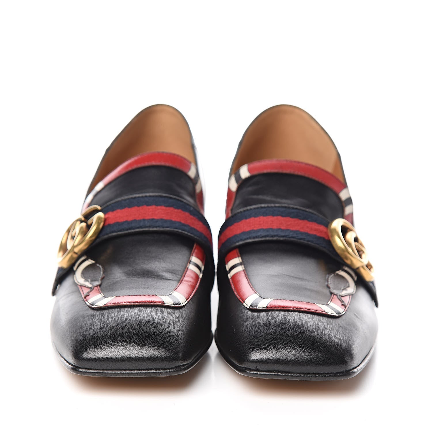Gucci Malaga Kid Web Kingsnake GG Peyton Loafer Pumps 39 Black 2 of 9