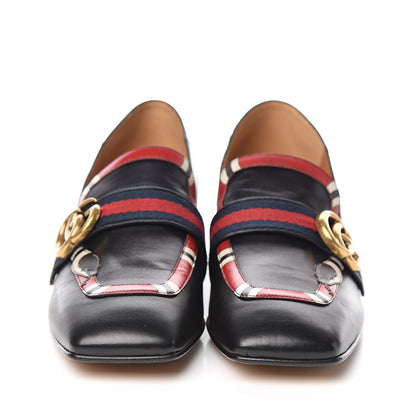Gucci Malaga Kid Web Kingsnake GG Peyton Loafer Pumps 39 Black 2 of 9