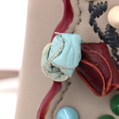 Fendi Nappa Embroidered Flower Scalloped Mini Peekaboo Iconic Satchel Grigio Polvere 17 of 20