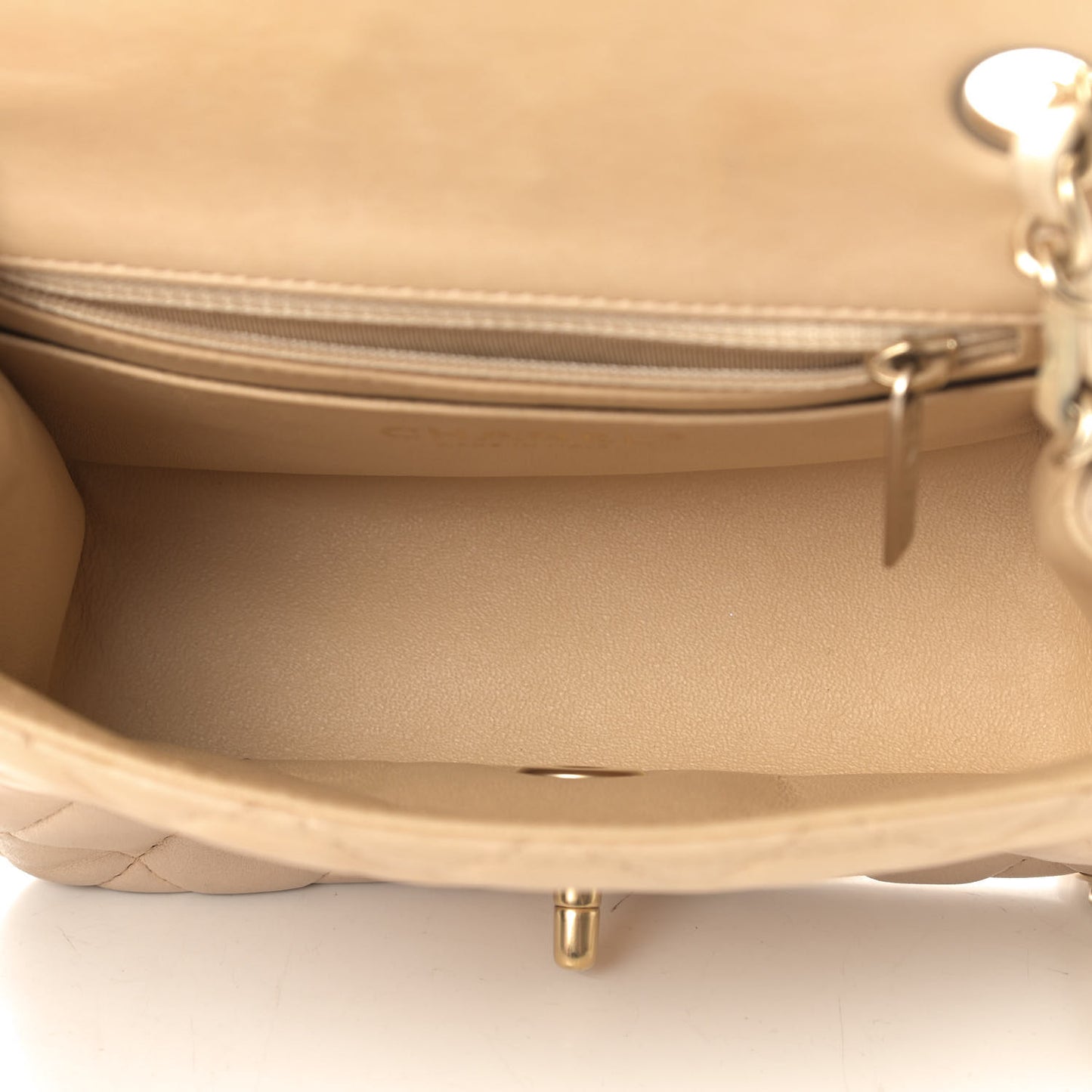 Lambskin Quilted Mini Square Flap Beige