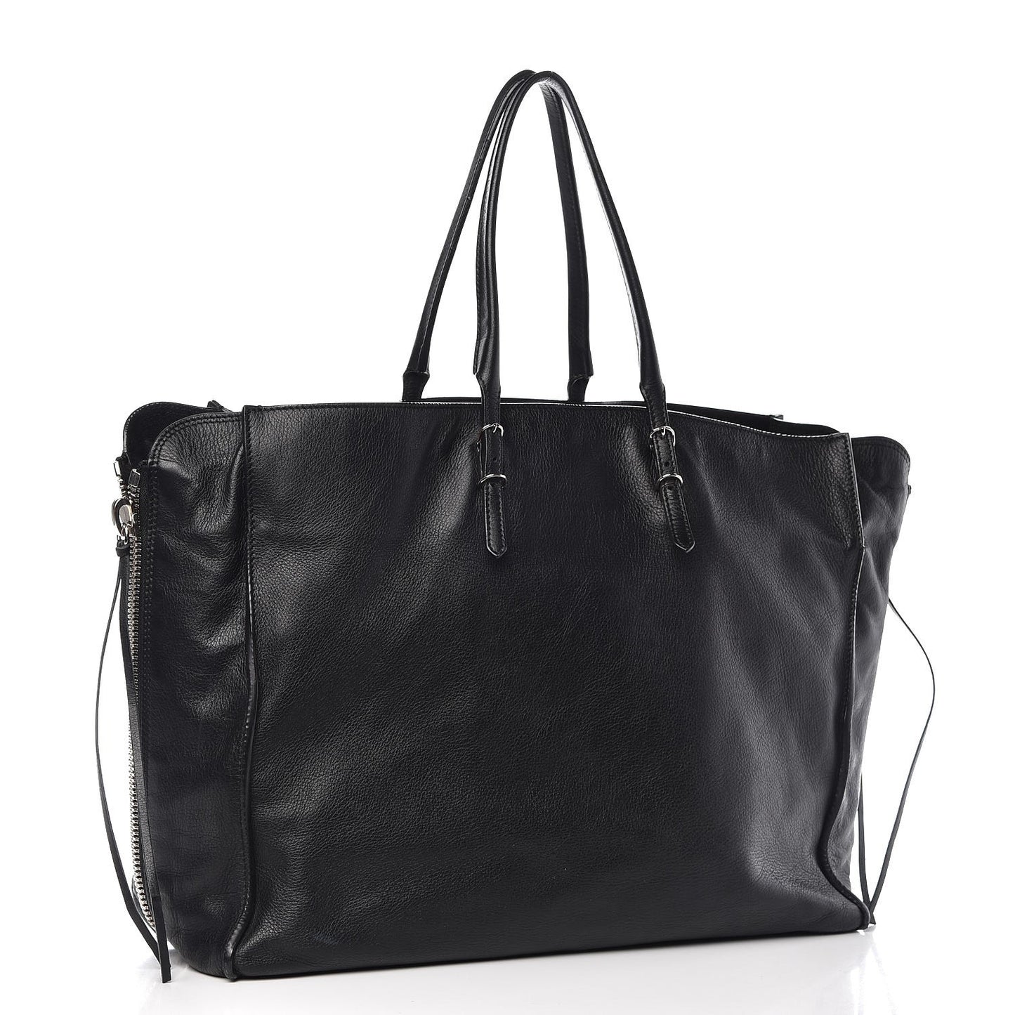 Supple Calfskin Papier A4 Zip Around Tote Black