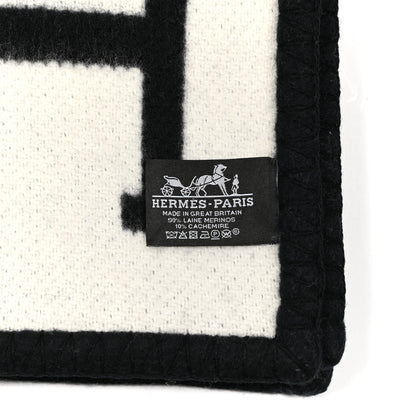 Hermes Wool Cashmere Avalon III Blanket Ecru Black 3 of 3
