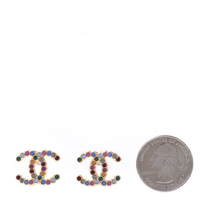Chanel Crystal Over The Rainbow CC Earrings Gold Multicolor 2 of 5