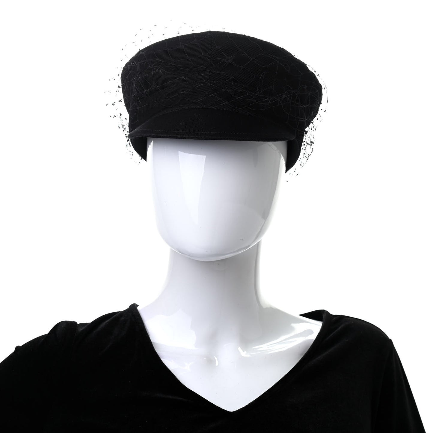 Cotton Canvas Arty Cap with Veil 57 Black