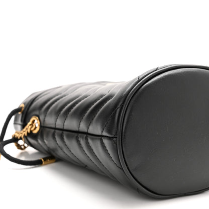 Gucci Calfskin Matelasse Mini GG Marmont 2.0 Bucket Bag Black 9 of 10