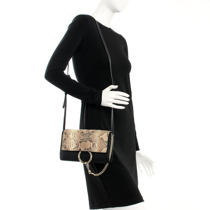 Chloe Python Calfskin Small Faye Shoulder Bag Black 2 of 7