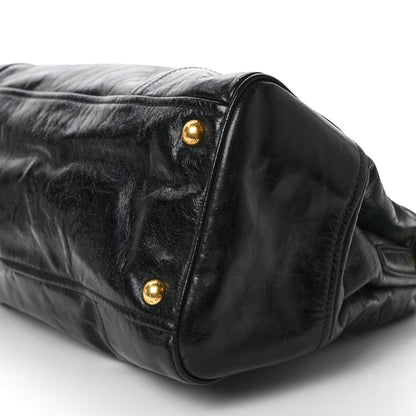 Prada Vitello Shine Shopping Satchel Black 9 of 9