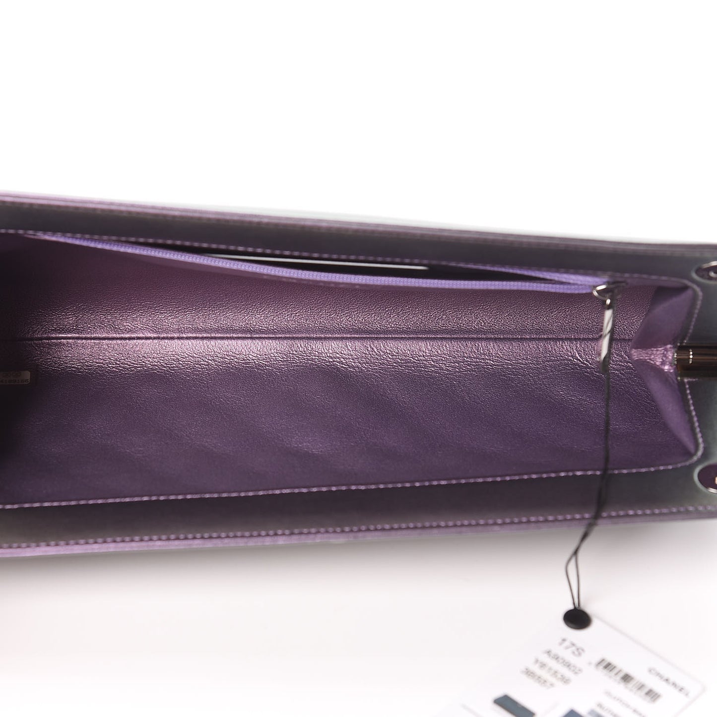 Iridescent Lambskin Quilted Clutch Dark Purple