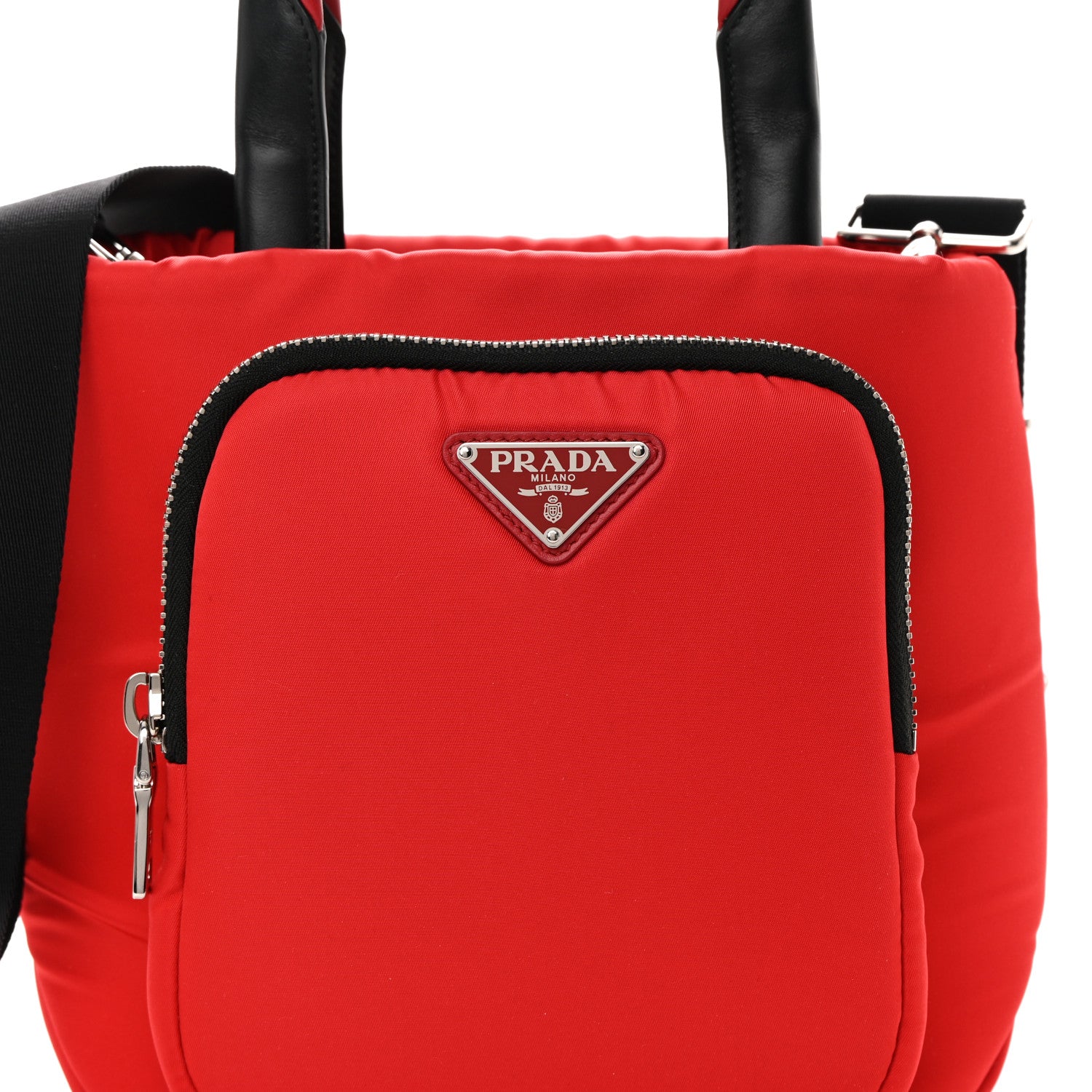 Prada Tessuto Nylon Pocket Small Cargo Tote Rosso Black 7 of 9