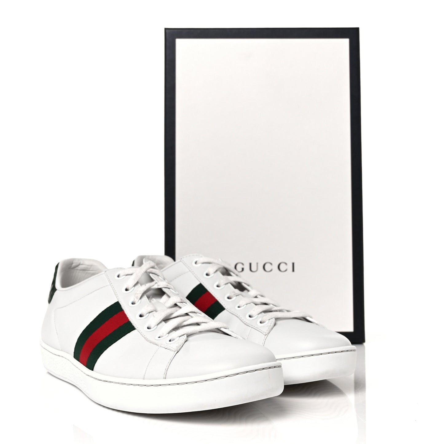 Calfskin Crocodile Web Womens Ace Sneakers 39.5 White Green