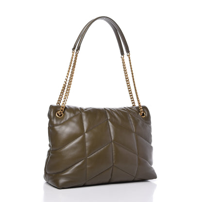 Saint Laurent Lambskin Quilted Medium Loulou Puffer Monogram Chain Satchel Seaweed 4 of 11